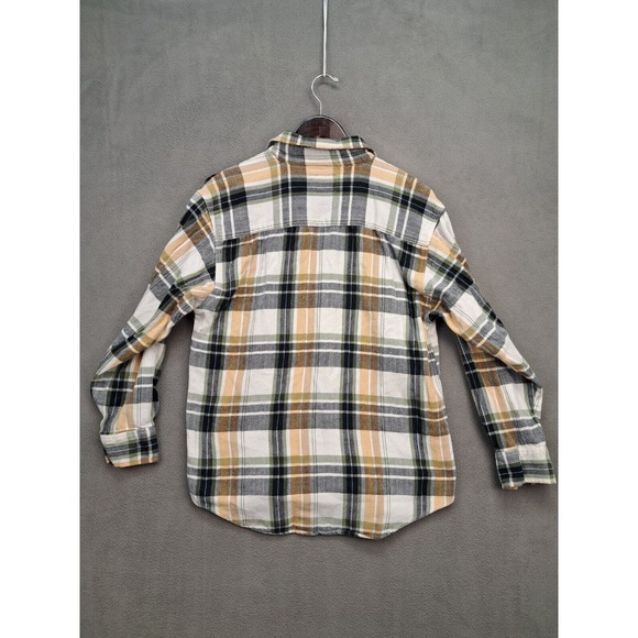 ALASKA 1959 WILDERNESS GEAR Mens Beige Plaid Flannel Sz M Button Down Shirt - Picture 7 of 7